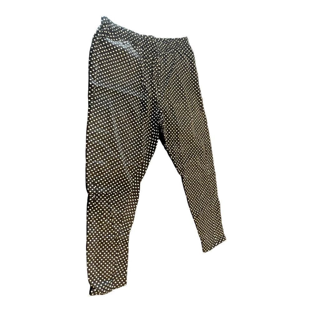 NWOT Woman Within Pull On Black & White Polka Dot Cotton Pant Size Large (18/20)